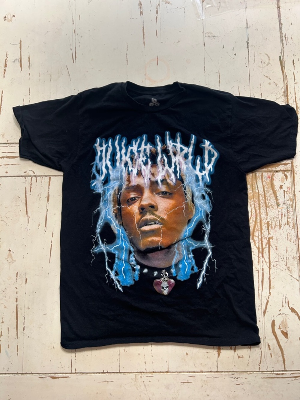 Black Graphic Lightning Portrait T-Shirt